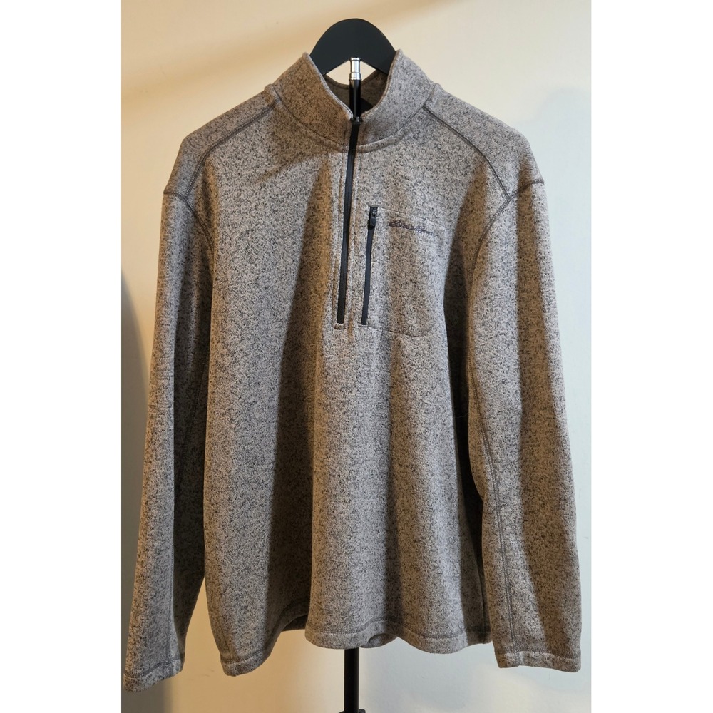 Eddie Bauer Quarter Zip Pullover Mens Size Large Brown Black